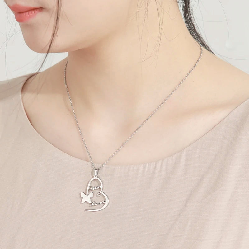 Shiny Butterfly Custom Name Necklace