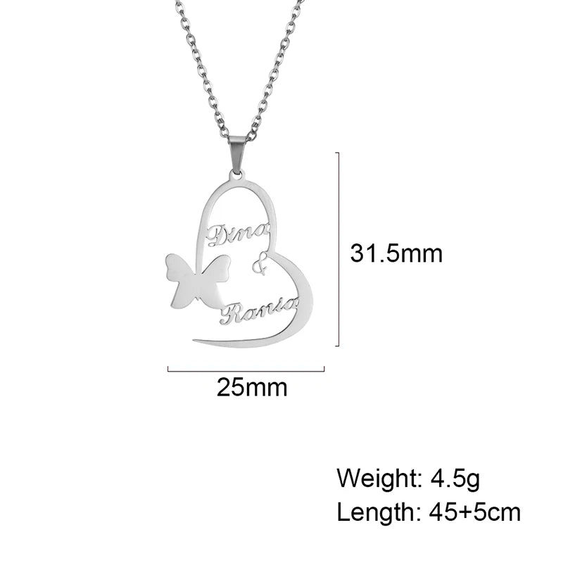 Shiny Butterfly Custom Name Necklace