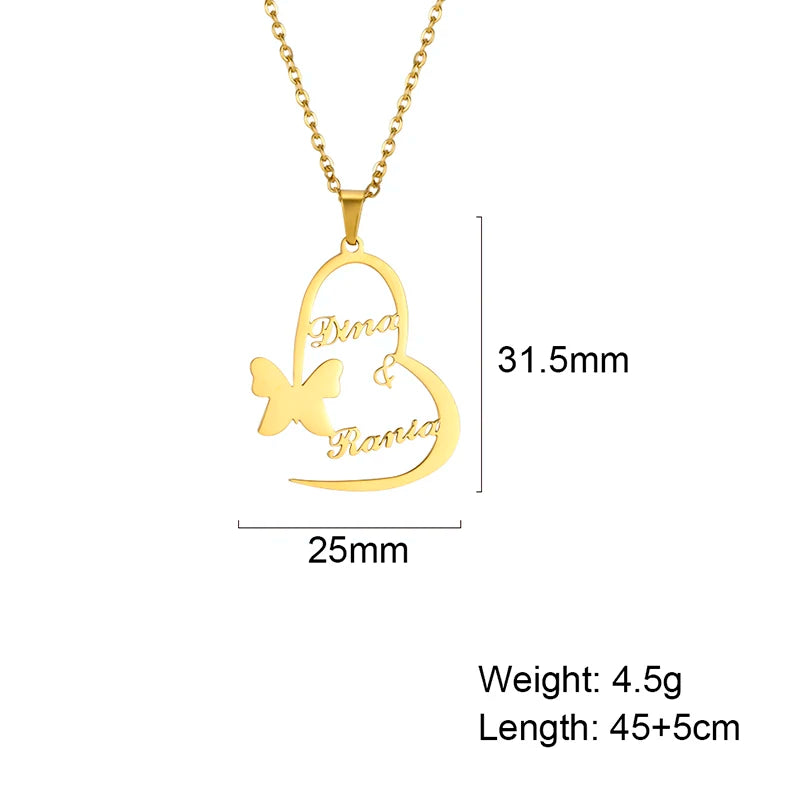 Shiny Butterfly Custom Name Necklace