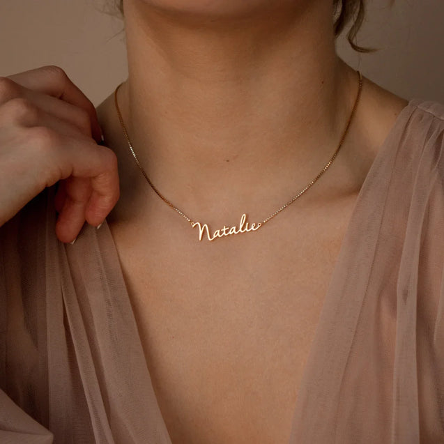 Gold Name Necklace with Box Chain