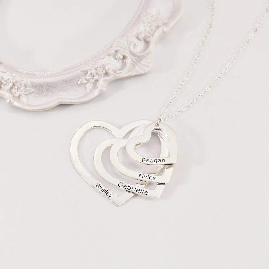 Engraved Heart Custom Name Necklace for Women