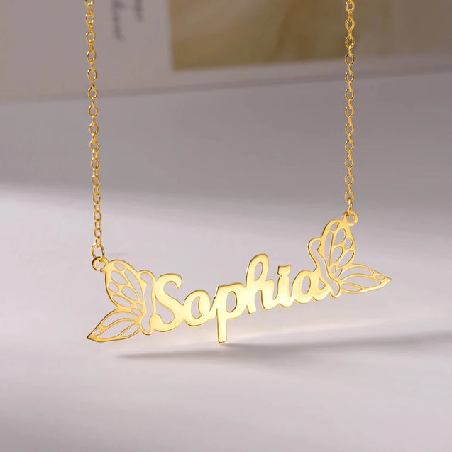 Butterfly Wings Custom Name Necklace