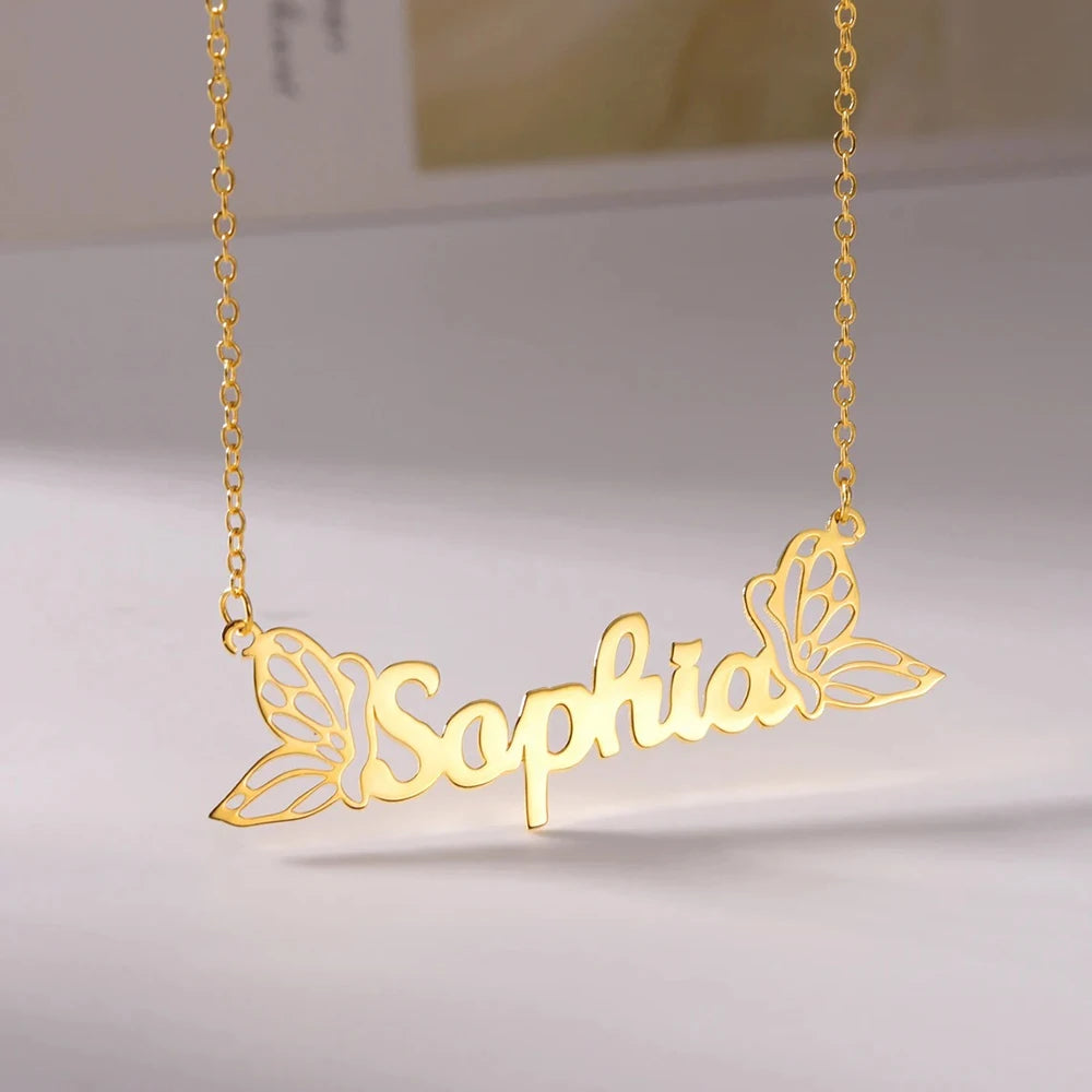 Butterfly Wings Custom Name Necklace