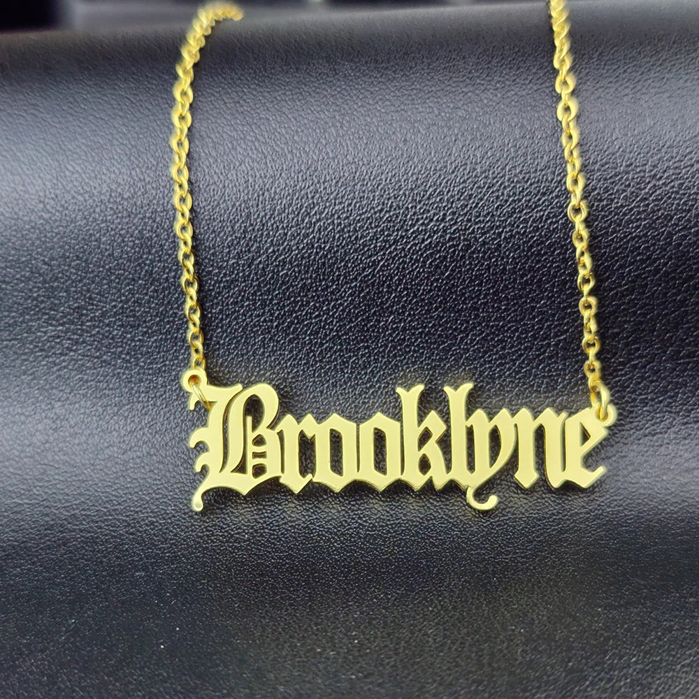 Old English Custom Name Necklace for Men and Women