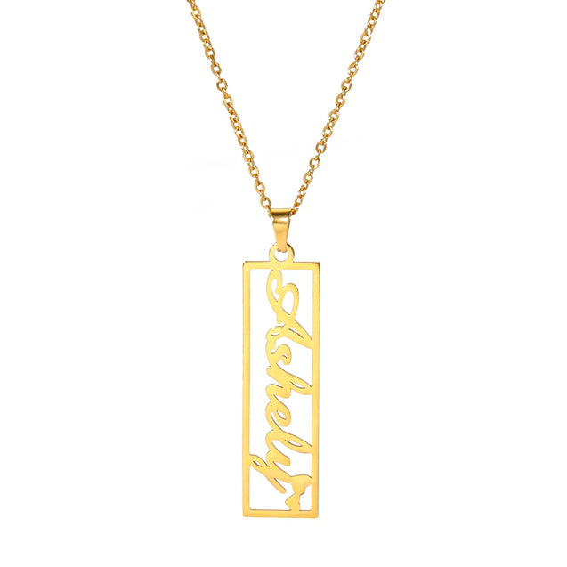 Rectangle Cross Custom Bar Name Necklace