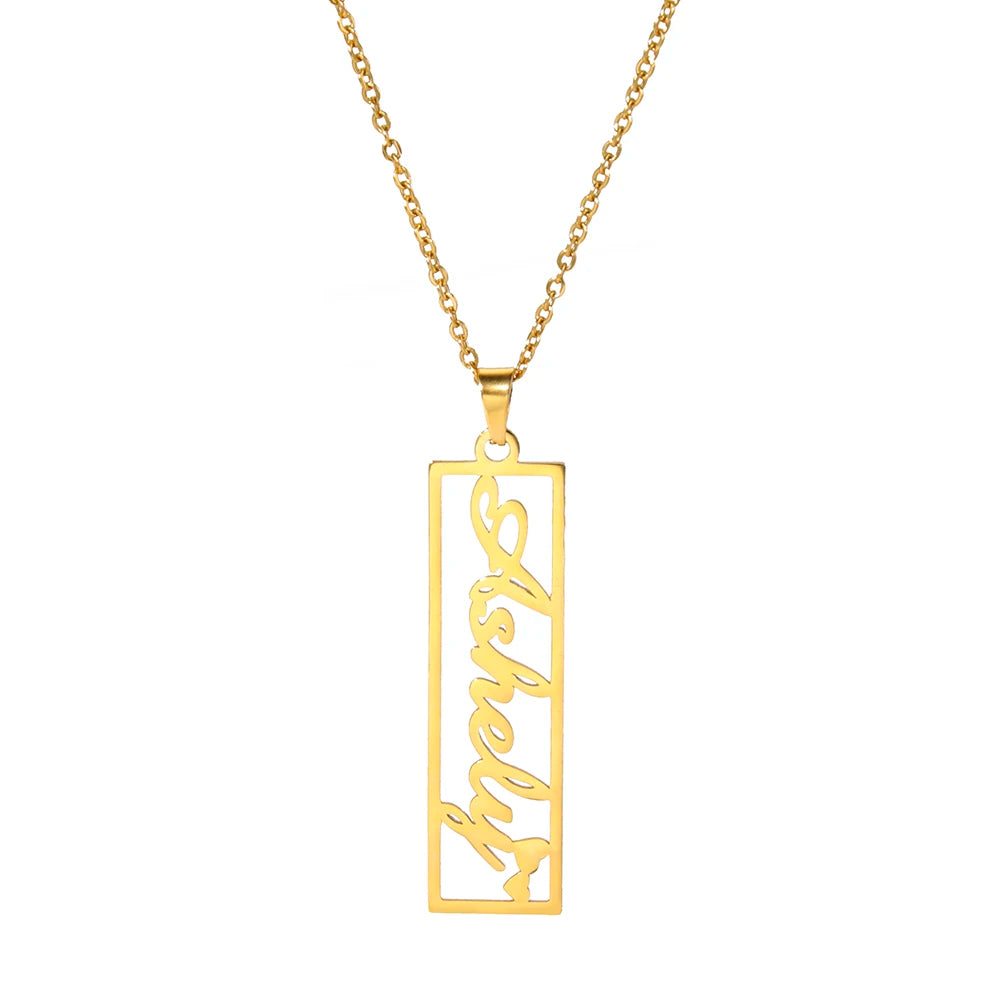 Rectangle Cross Custom Bar Name Necklace