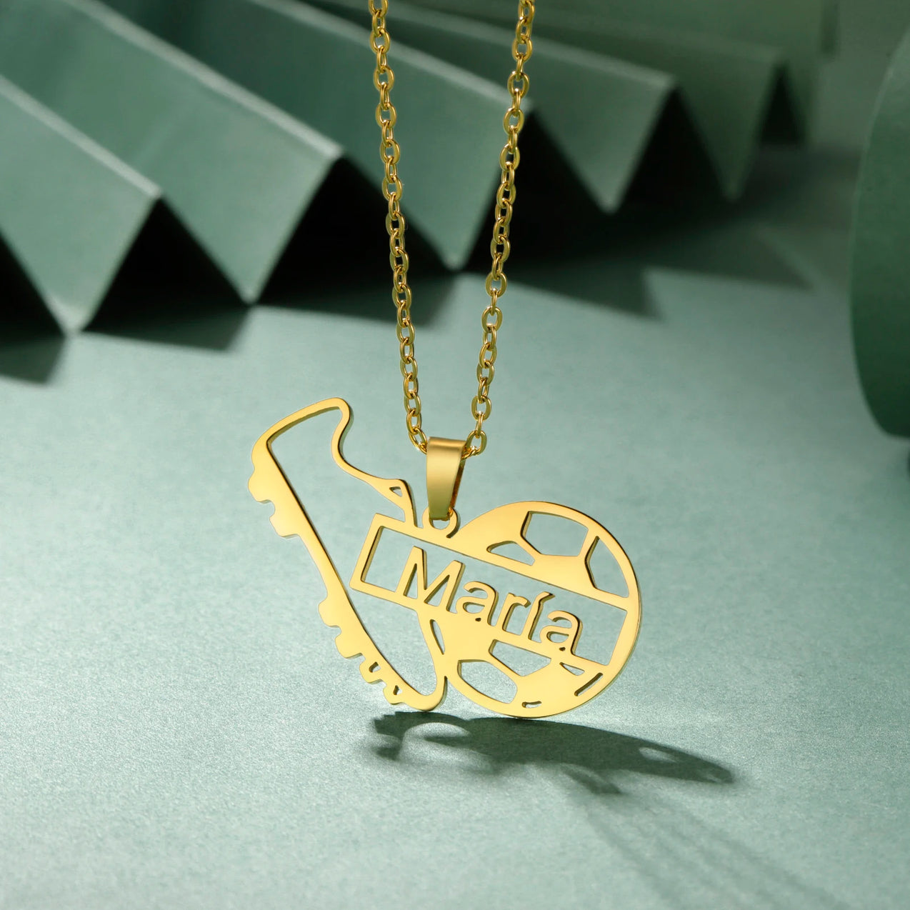 Football Charm Custom Name Necklace