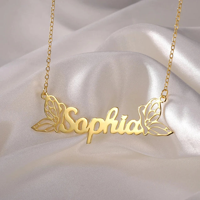 Butterfly Wings Custom Name Necklace