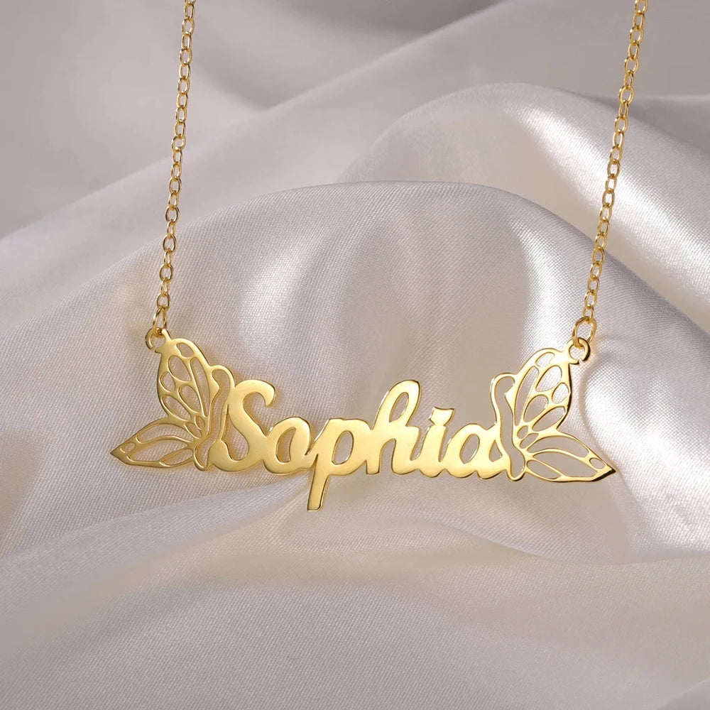 Butterfly Wings Custom Name Necklace