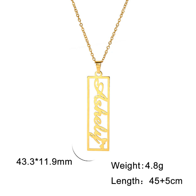 Rectangle Cross Custom Bar Name Necklace