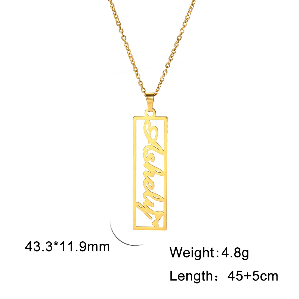 Rectangle Cross Custom Bar Name Necklace