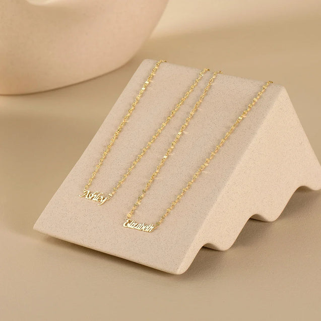 Handcrafted Gold Name Necklace with Elegant Link Chain