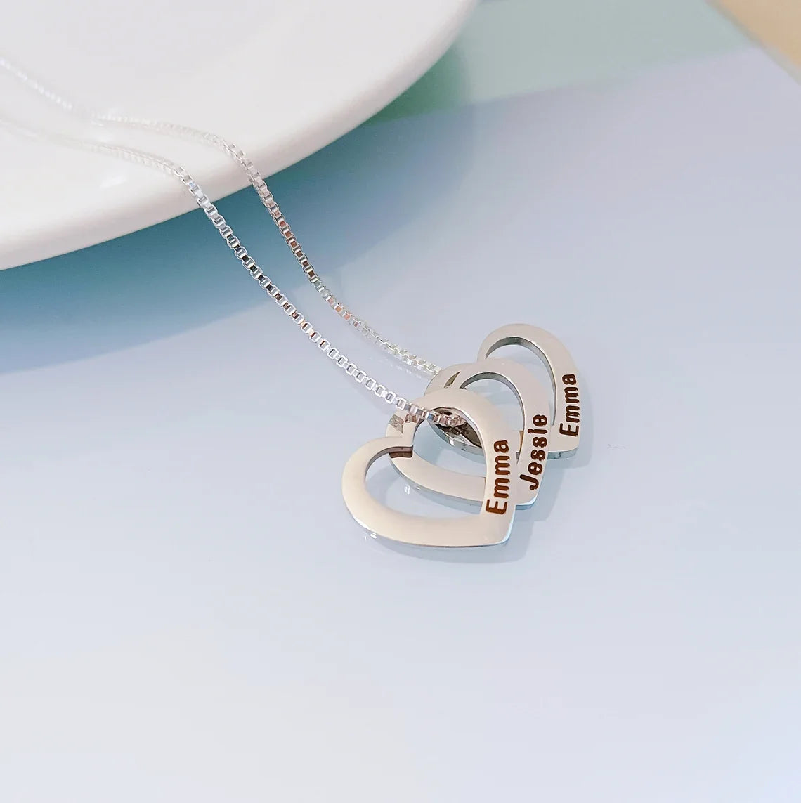 Heart Carved Custom Name Necklace for Women