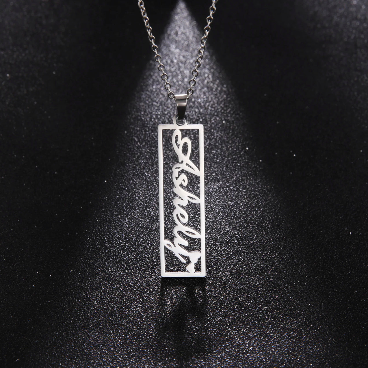 Rectangle Cross Custom Bar Name Necklace