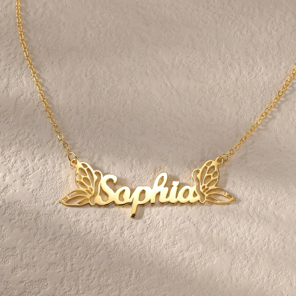 Butterfly Wings Custom Name Necklace