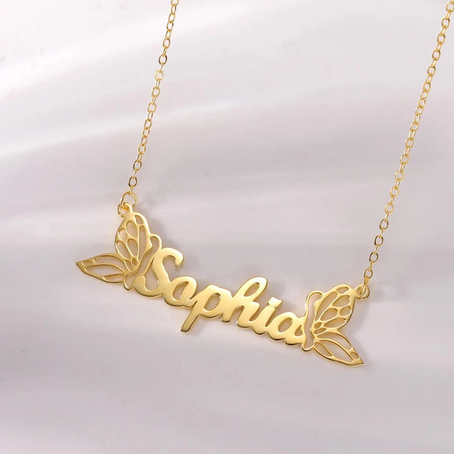 Butterfly Wings Custom Name Necklace