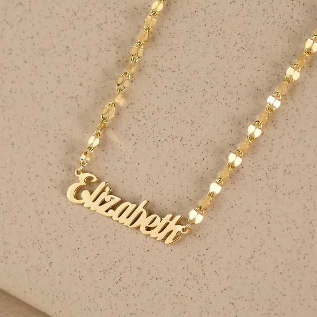 Handcrafted Gold Name Necklace with Elegant Link Chain
