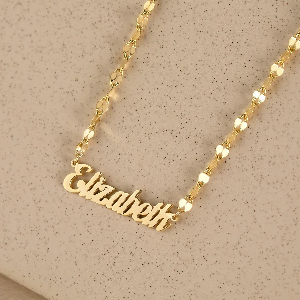 Handcrafted Gold Name Necklace with Elegant Link Chain