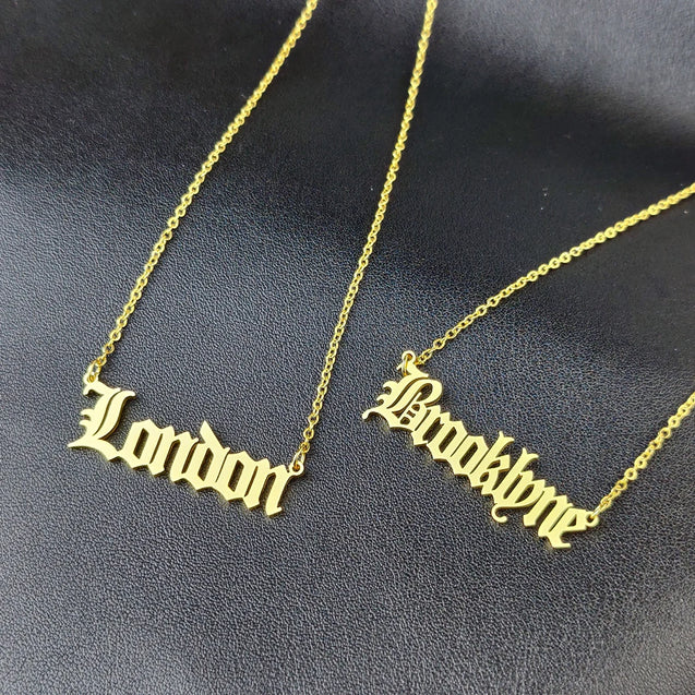 Old English Custom Name Necklace for Men and Women