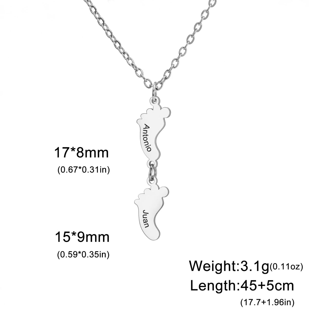 Baby Foot Family Name Necklace