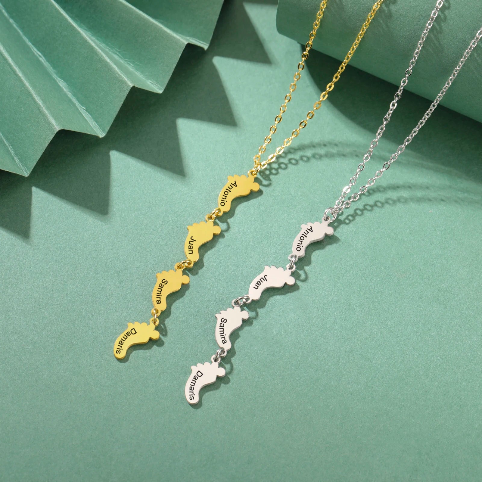 Baby Foot Family Name Necklace