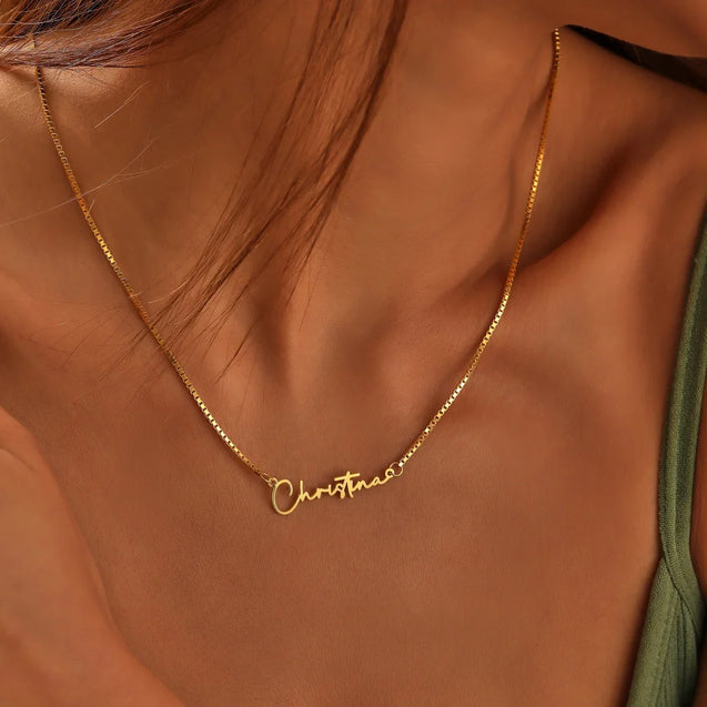 Golden Glow Personalized Name Necklace with Box Chain