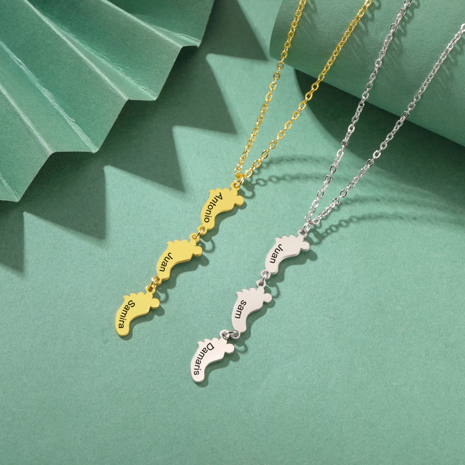 Baby Foot Family Name Necklace