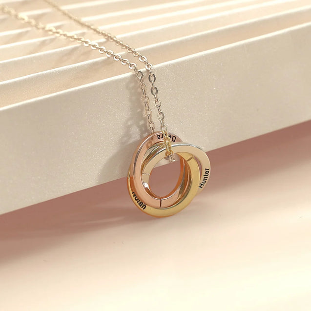 Engraved Family Circle Custom Name Necklace