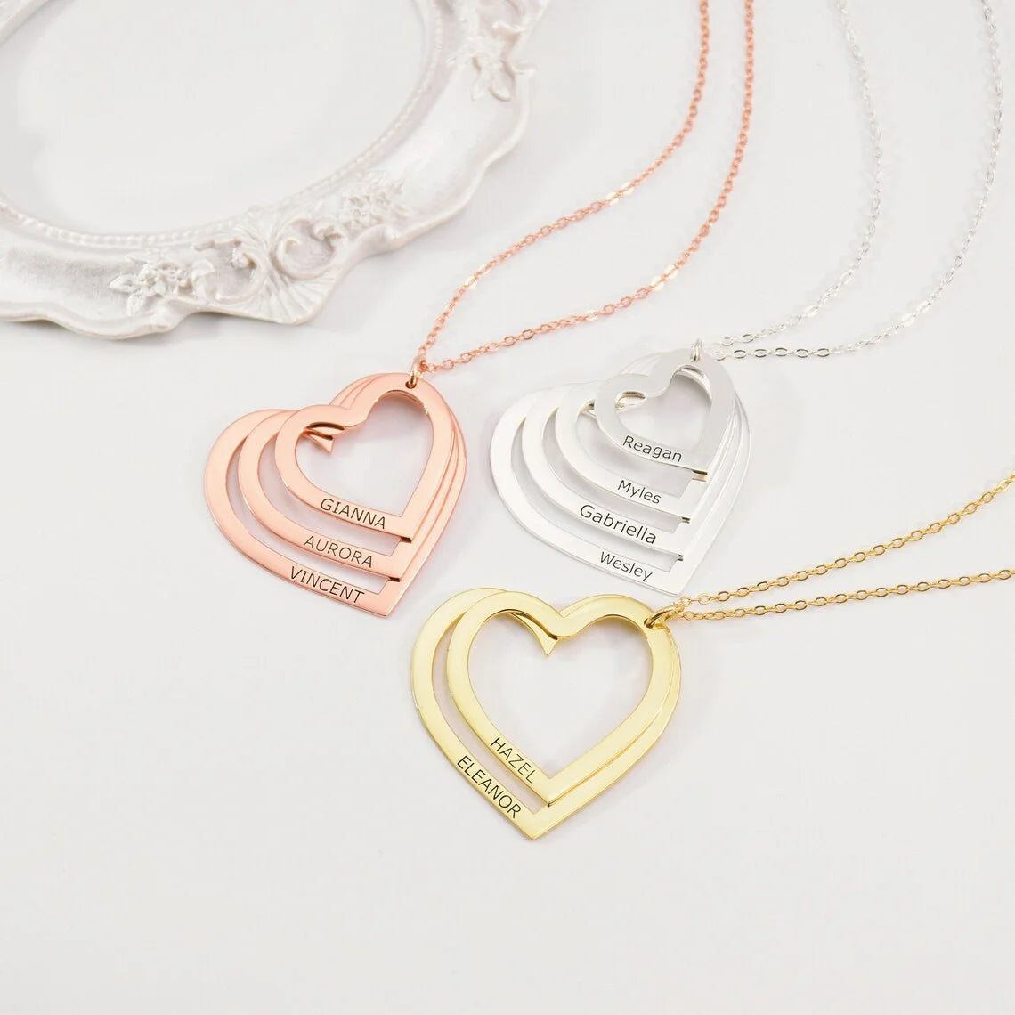 Engraved Heart Custom Name Necklace for Women
