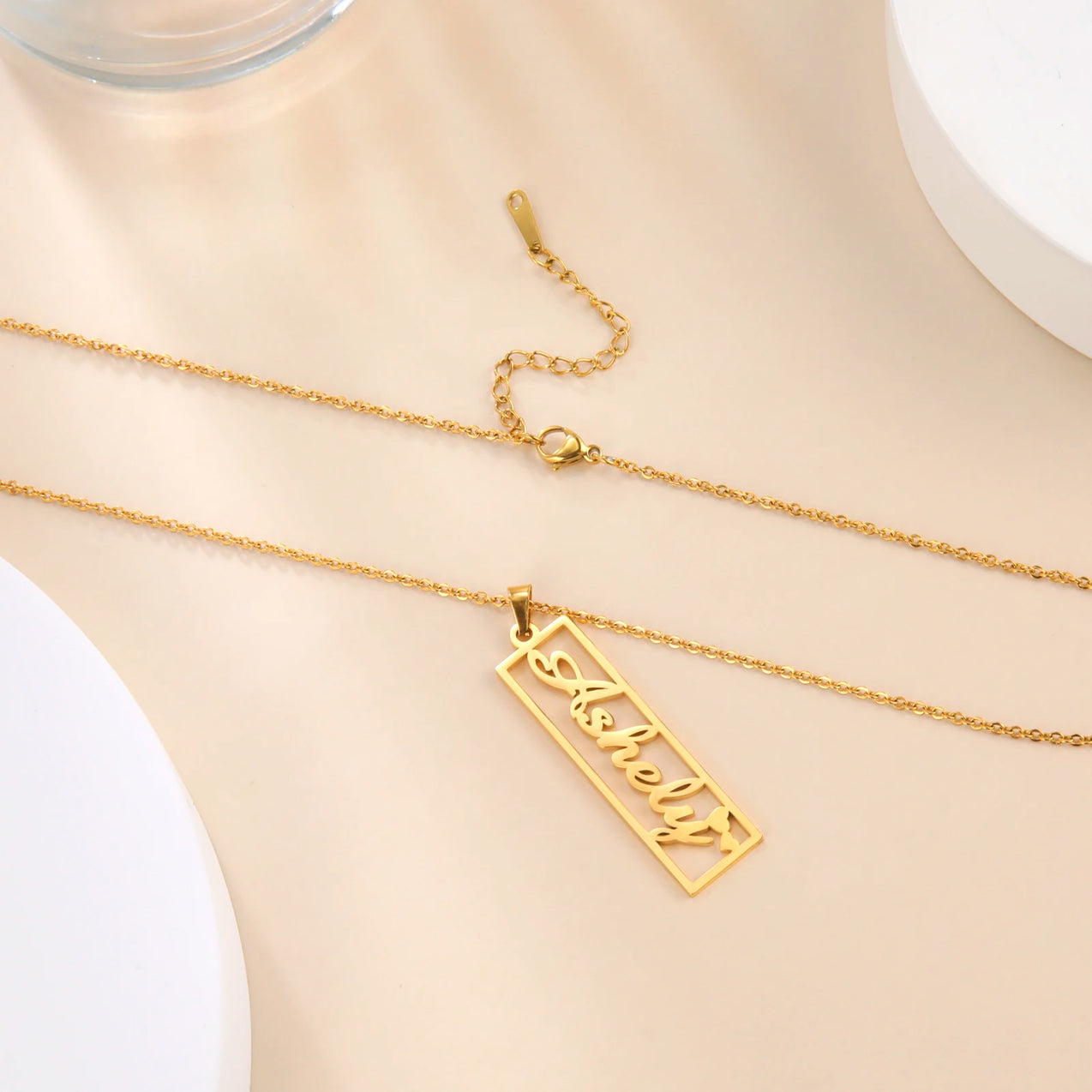 Rectangle Cross Custom Bar Name Necklace