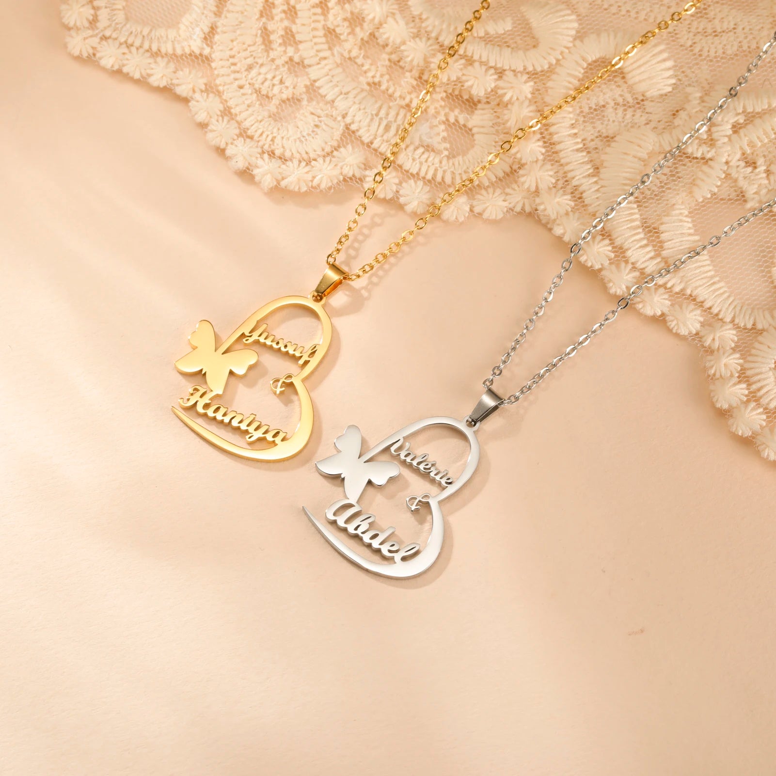 Shiny Butterfly Custom Name Necklace
