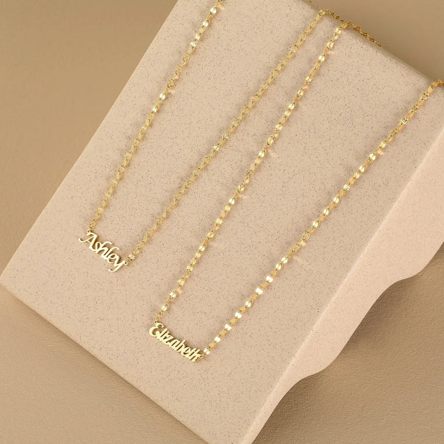 Handcrafted Gold Name Necklace with Elegant Link Chain