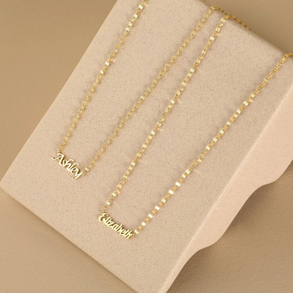 Handcrafted Gold Name Necklace with Elegant Link Chain