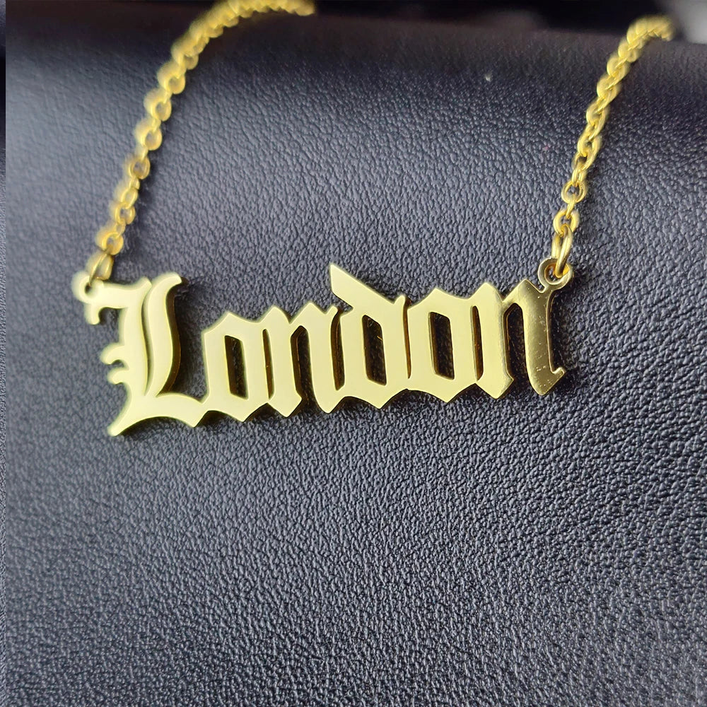 Old English Custom Name Necklace for Men and Women