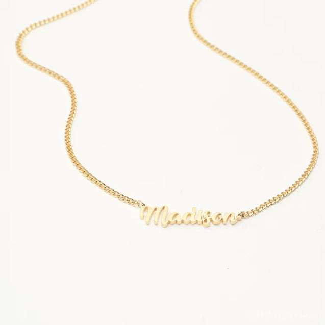 Bold Old English Custom Name Necklace with Cuban Chain