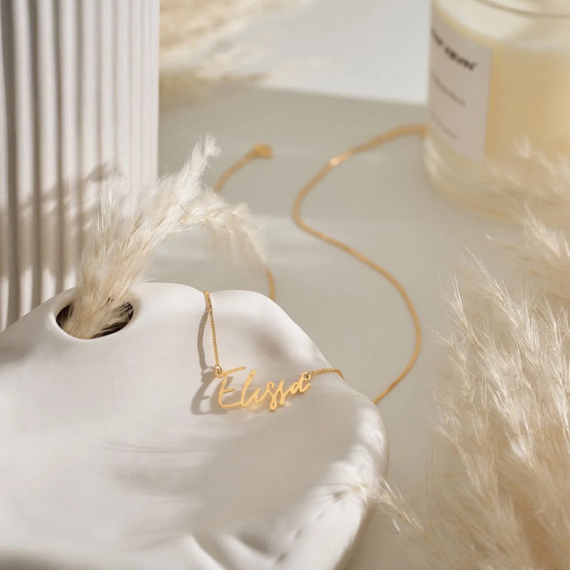 Signature Custom Name Necklace with Box Chain