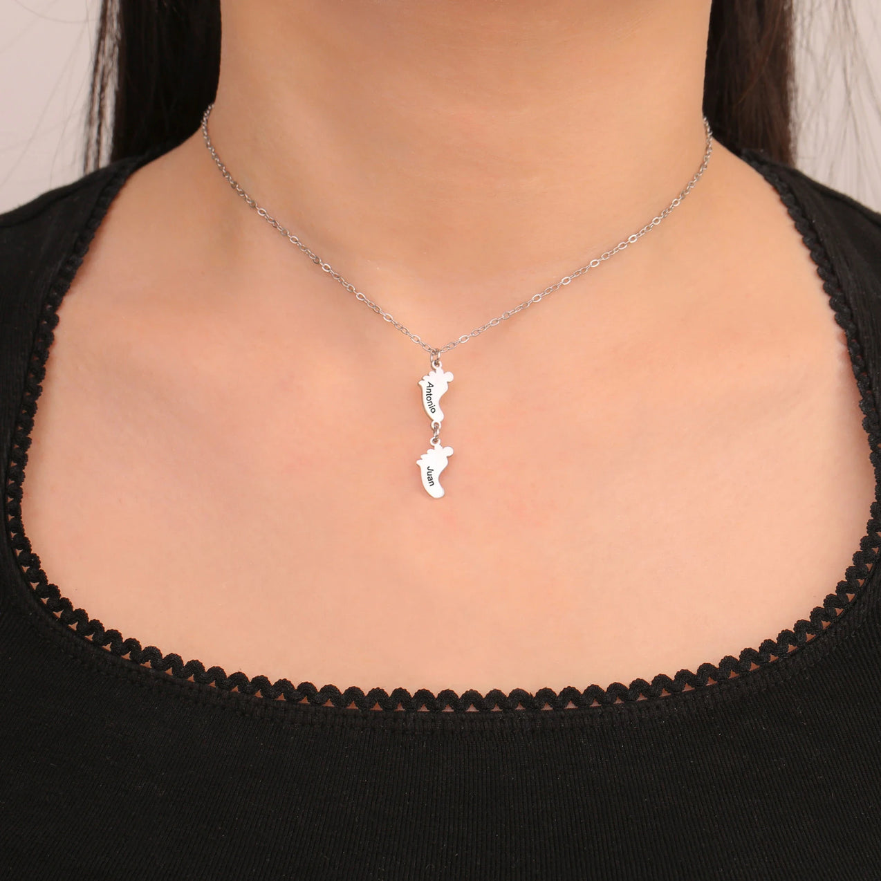 Baby Foot Family Name Necklace