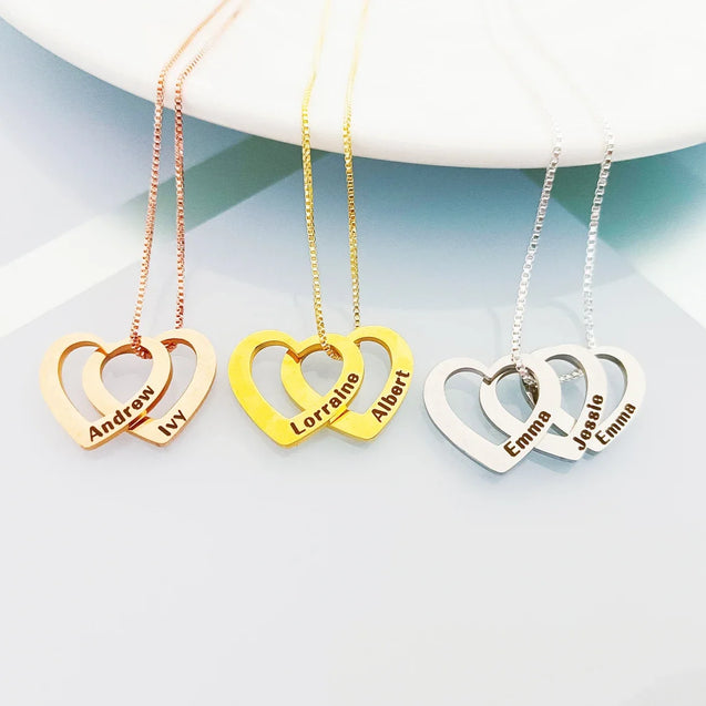 Heart Carved Custom Name Necklace for Women