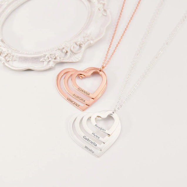 Engraved Heart Custom Name Necklace for Women