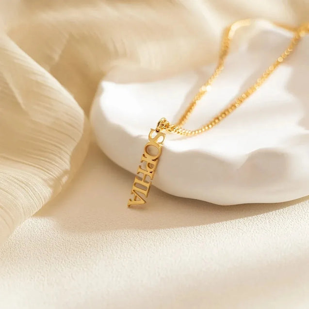 Vertical Custom Name Necklace for Women and Moms