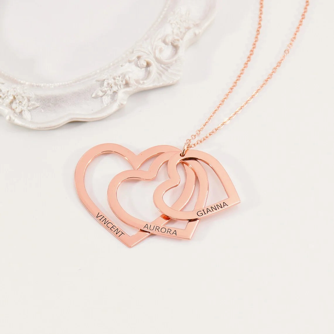 Engraved Heart Custom Name Necklace for Women