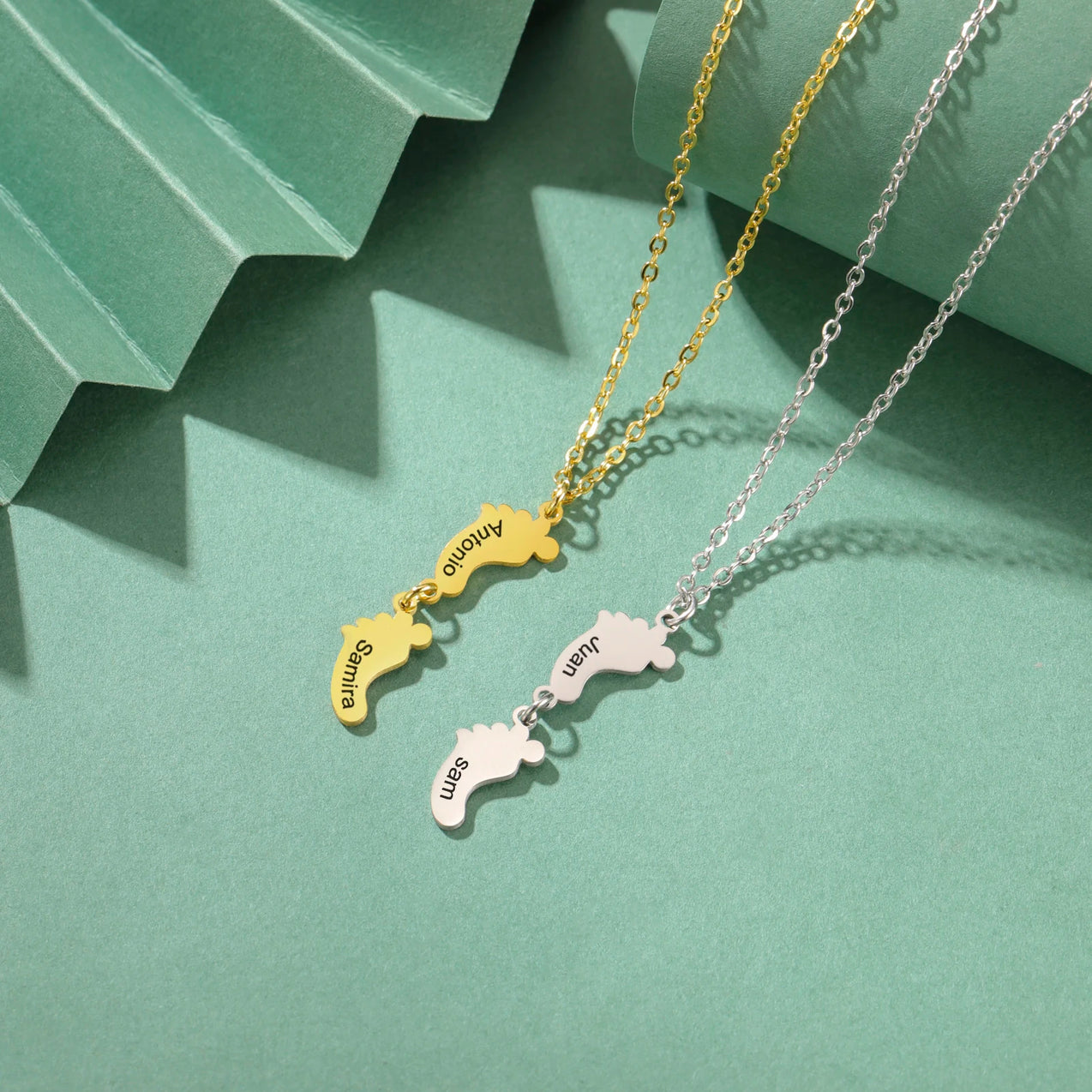 Baby Foot Family Name Necklace