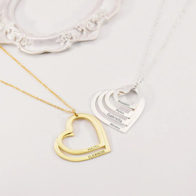Engraved Heart Custom Name Necklace for Women