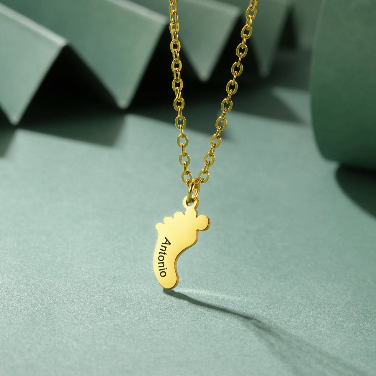 Baby Foot Family Name Necklace